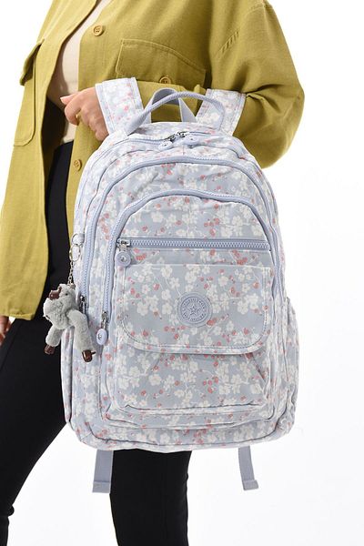 H&D COLLECTİON Αδιάβροχη υφασμάτινη σχολική τσάντα δημοτικού και γυμνασίου με δώρο μαϊμού 8803L
