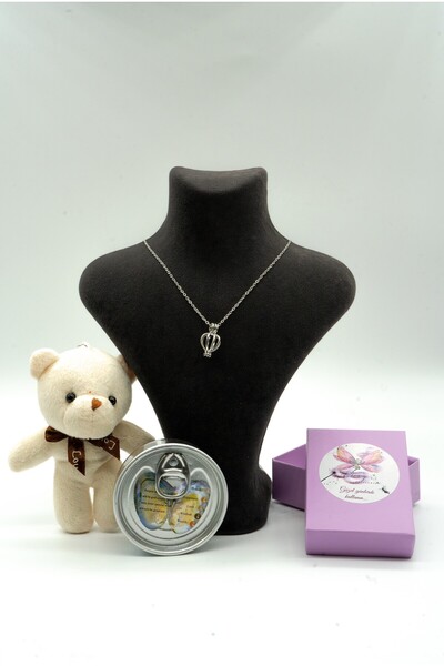 Perry Accesories istiridye gerçek inci kolye  ayıcık seti sevgililer günü öze...