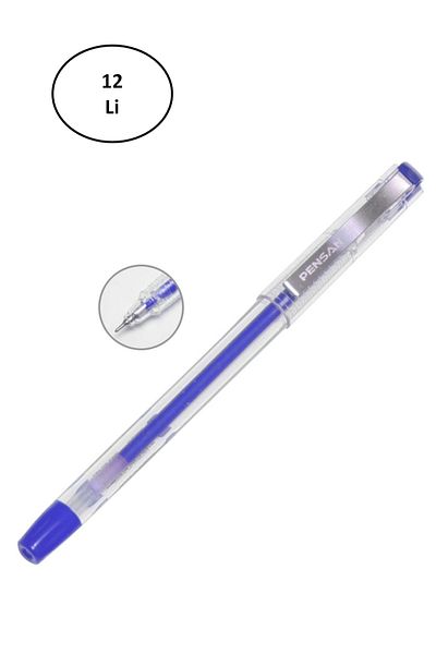 Pensan 6405 My-King Gel Metal Clip Pen Blue 0.5 12 Pcs