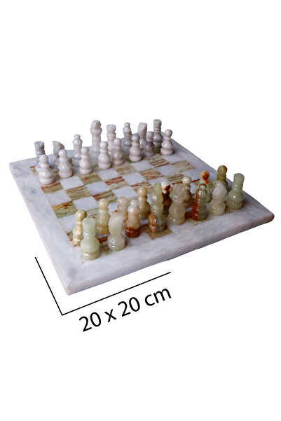 taru pasaj "Özel Tasarım Oniks Doğal Taş Satranç Takımı -  8 İnç El Yapımı ve...