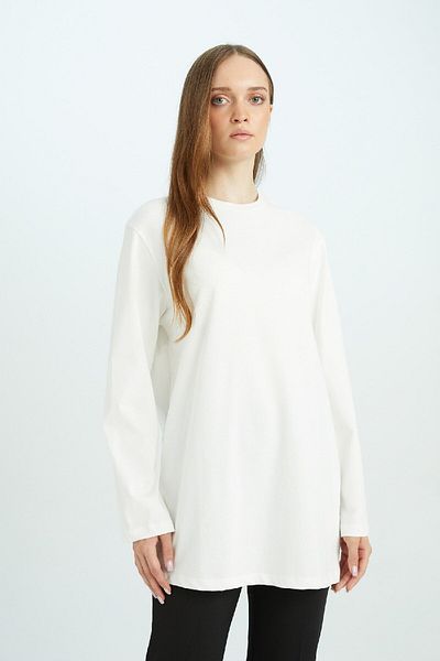 DeFacto Regular Fit Crew Neck Basic Solid Long Sleeve T-Shirt Tunik D4897AX24WN