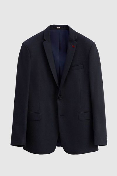 Twn Navy BlueSlimFit ViscoseMonoCollar Suit - Dobby Combination