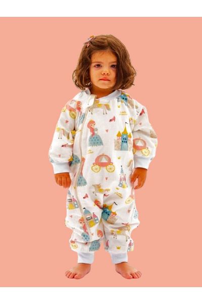 Happystore Organic Winter Fiberless Long Sleeve Jumpsuit - Double Layer 100% Cotton Flannel, Gazelle Children's Sleeping Bag for Baby