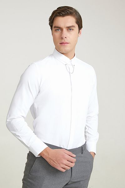 Twn Slim Fit White Dobby Easy Iron πουκάμισο