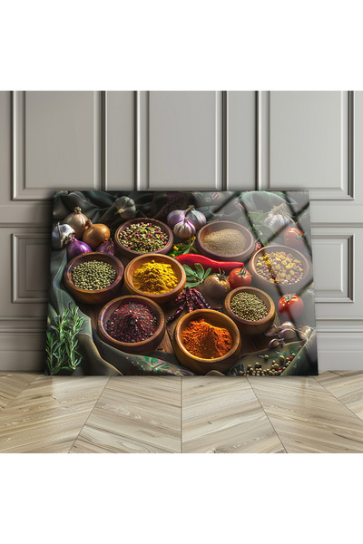 BV DEKOR Γυάλινος πίνακας με μπαχαρικά, Μοντέρνα διακόσμηση τοίχου κουζίνας, ...