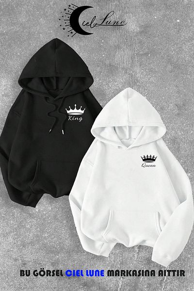 NEVERMIND Lover Couple Combination King And Queen Σετ φούτερ με κουκούλα ειδικής σχεδίασης σετ 2 τεμαχίων