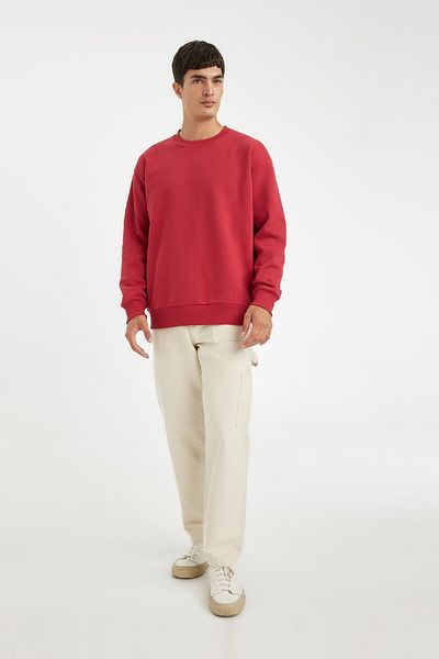 DeFacto Übergroßes, gerades, dickes Basic-Sweatshirt mit Rundhalsausschnitt T5139az24au
