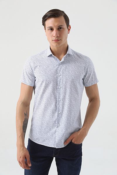 Twn Slim Fit Λευκό εμπριμέ πουκάμισο