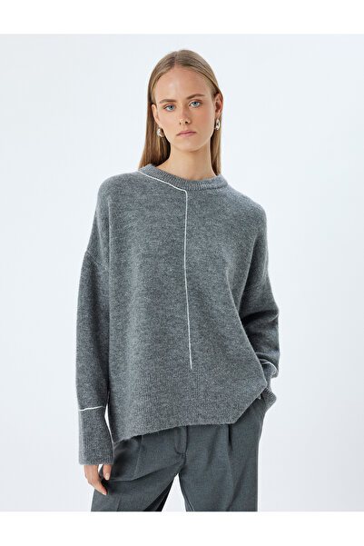 Koton Oversize Triko Kazak Yumuşak Dokulu Uzun Kollu Bisiklet Yaka