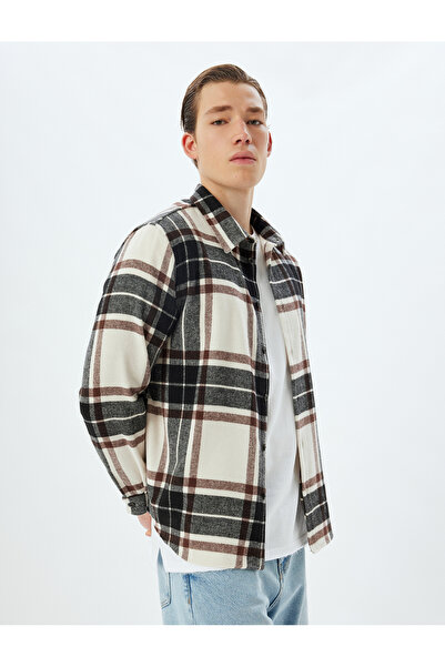 Koton Пальто Лісоруб з довгим рукавом з бавовняної суміші приталеного крою на ґудзиках