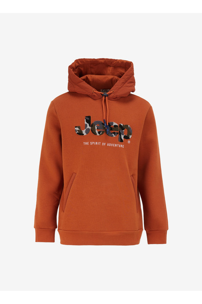 JEEP Kapüşon Yaka Nakışlı Kiremit Erkek Sweatshırt C4WM-SWT4236