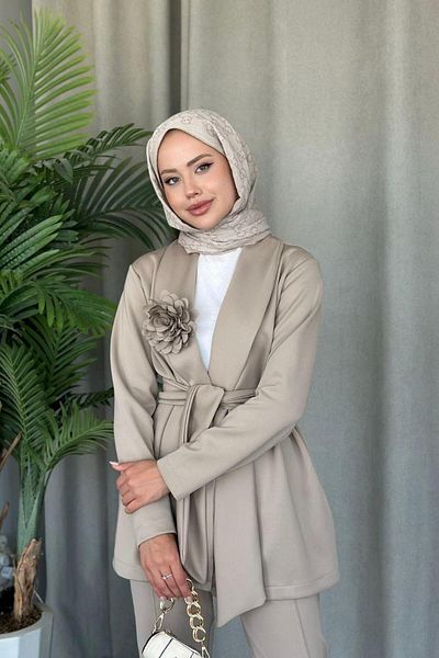 Şulemoda Giyim Beige Colored Special Premium Mona Set