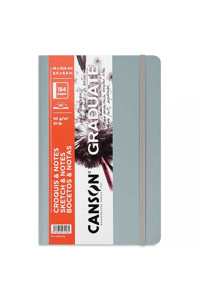 Canson Graduate Sketch & Notes 14x21.6cm 90gr 92yp Hardcover Sketchbook Gray / C31200l044