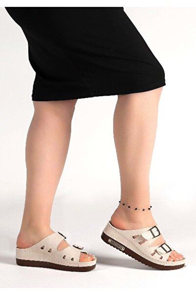 KOCAMANLAR Aryan 07-043 D.r شبشب نسائي لتقويم العظام موصى به باللون البيج