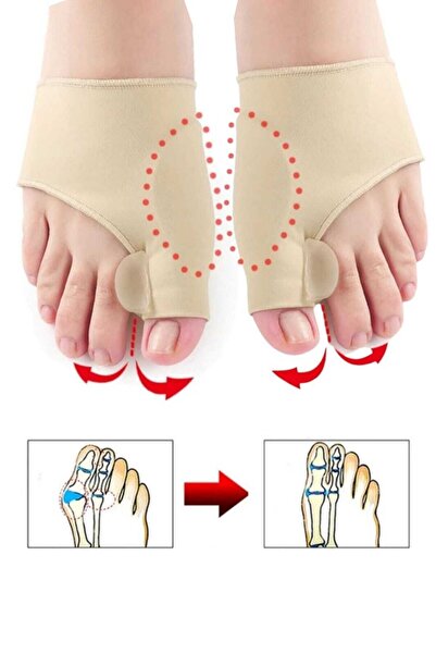 SHELAX Kumaş Kaplı Silikon Halluks Valgus Ayak Baş Parmak Kemik Çıkıntısı Düzeltici Gece Ateli Aparat