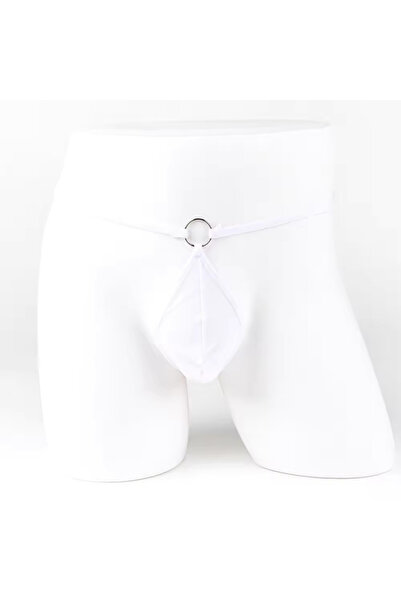 PİKARDİ Фантазія Білий Прозорий Кільцевий Тюль Чоловічий Стрінг Чоловіча Білизна