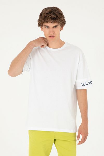 U.S. Polo Assn. Ανδρικό λευκό μπλουζάκι Comfort Fit Crew Neck 50287045 -vr013