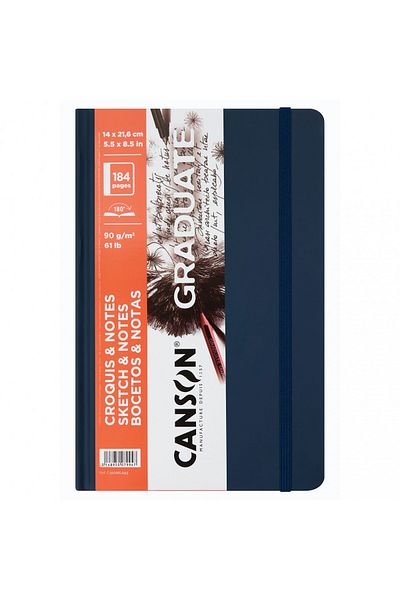 Canson Graduate Sketch & Notes 14x21.6cm 90gr 92yp Ciltli Eskiz Defteri Lacivert / C31200l043