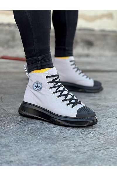 K&A Gray Black Men's Half Ankle Casual Shoes