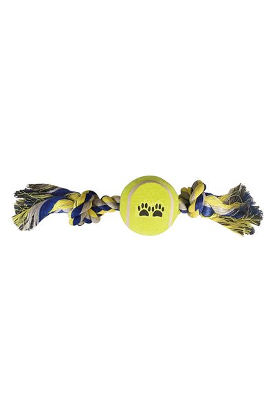 Wovna Short Knotted Dog Thread with Tennis Ball 7-26 cm Blue