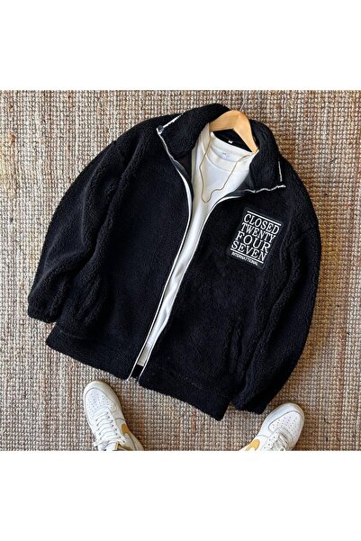 oneoff Kalın Kışlık Siyah Closed Nakışlı Bay Ceket Gömlek