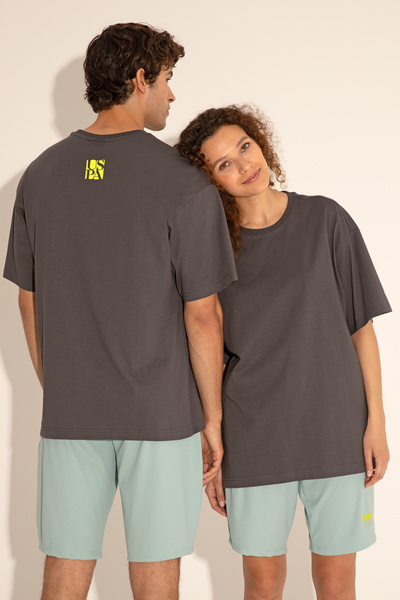 U.S. Polo Assn. Erkek Comfort Fit Bisiklet Yaka Antrasit Tişört 50287046-VR006