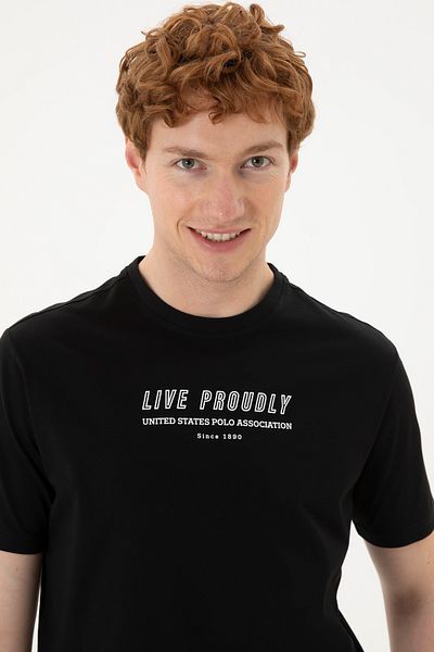 U.S. Polo Assn. Men's Regular Fit Crew Neck Black T-Shirt 50287065 -Vr046