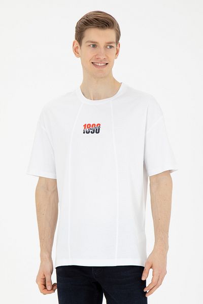 U.S. Polo Assn. Ανδρικό λευκό μπλουζάκι Comfort Fit Crew Neck 50287049 -vr013