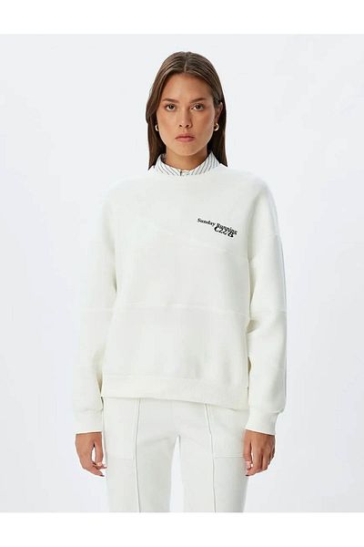 Koton Oversize Φούτερ Crew Neck Μακρυμάνικο ύφασμα κατάδυσης