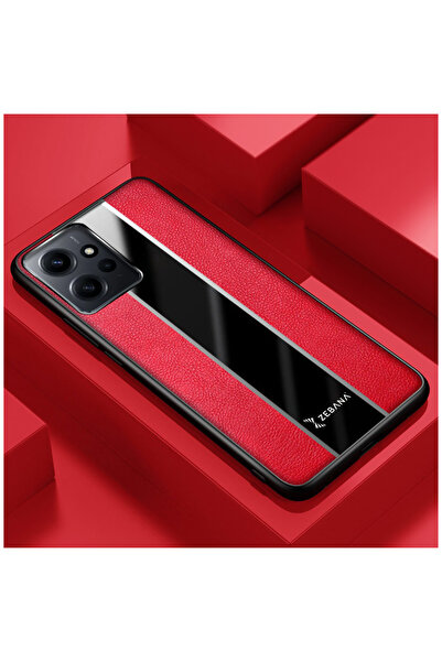 Zebana Xiaomi Redmi Note 12 Uyumlu Kılıf Premium Deri Kılıf Kırmızı