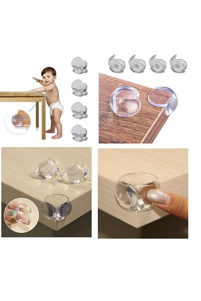 Toptan Bulurum Baby Kids Soft and Flexible Circular Transparent Adhesive Safety Corner Protector (8 Pieces)