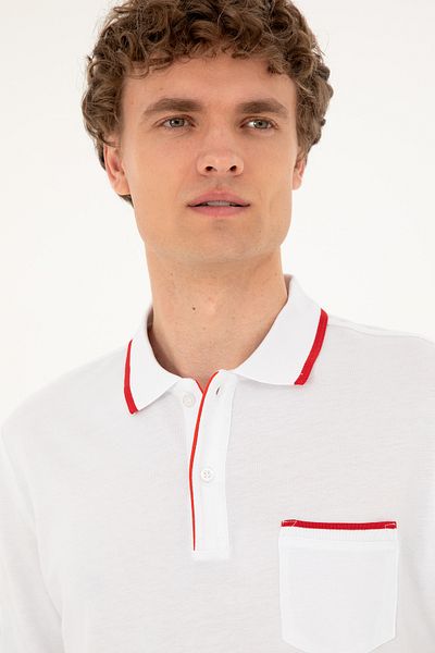 U.S. Polo Assn. Ανδρικό μπλουζάκι με κανονική εφαρμογή Polo Neck White 50287108-vr013