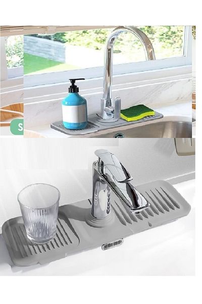 Osso Fashion Elastic Kitchen Bathroom Faucet Mat Organizer Non-Slip Base Organizer Sink Edge Mat