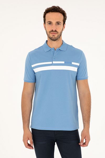 U.S. Polo Assn. Мъжка тъмно синя тениска с обикновена поло яка 50287102-vr032
