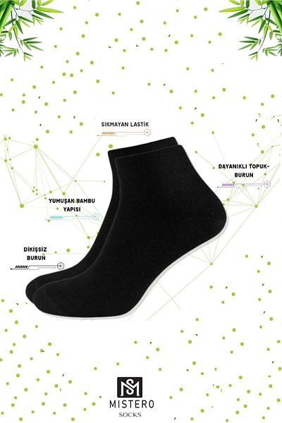 MISTERO SOCKS Unisex 12 Pairs Bamboo Seamless Short Socks