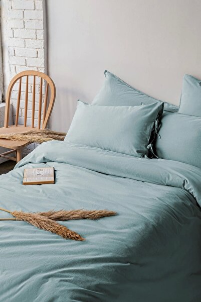 İssimo Home Savanna Yıkanmış %100 Pamuk Poplin Mint King Size Nevresim Takımı