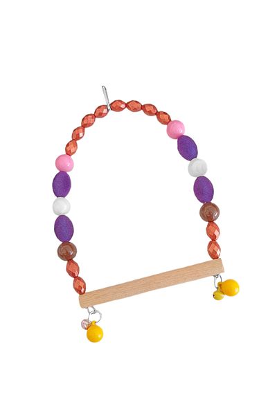 Angoravi Wooden Stork Purple Velvet Beaded Bird Swing 10-14 cm Colorful
