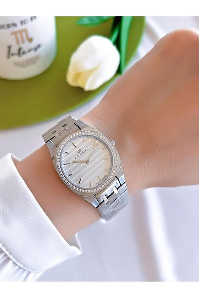 FERRO 3 Atm Water Resistant Steel Cord Women's Wristwatch and Bracelet Set - Ion Plated Case Efl43003-Ya