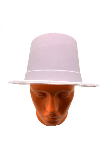 nuit dose White Color Plastic Nubuck Velvet Flock Coated Fedora Hat 11 cm