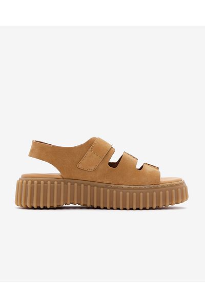 CLARKS Torhill Seam Light Tan Nubuck CASUAL WOMEN SANDALS