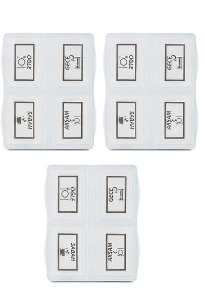 RUBY BOUTİQUE 3 Pieces - 4 Compartments Daily Medicine Storage Box