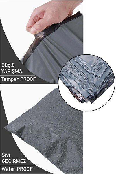 PackMai 30x38 Cm Cepli Gri Kargo Poşeti-100'lü Paket, E-ticaret Ve Kargo Için Sağlam-suya Dayanıklı