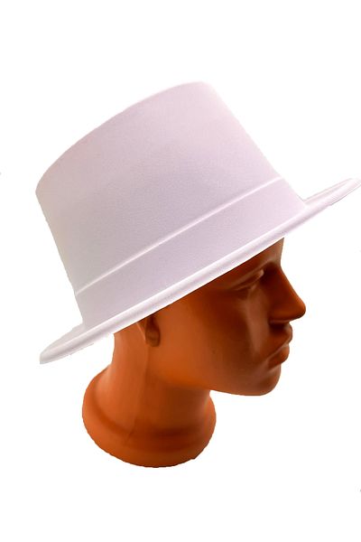 nuit dose White Color Plastic Nubuck Velvet Flock Coated Fedora Hat 11 cm
