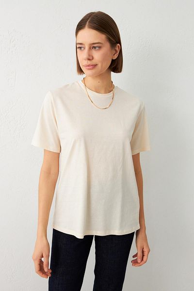 Setre Crew Neck Cream Plain T-shirt