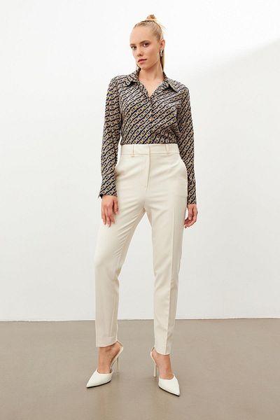 Setre Beige Normal Waist Pencil Trousers