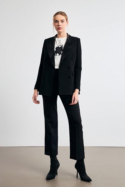 Setre Black Jacket with Stone and Button Detail