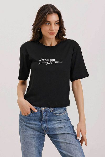 Bigdart 0472 T-shirt oversize z nadrukiem - czarny