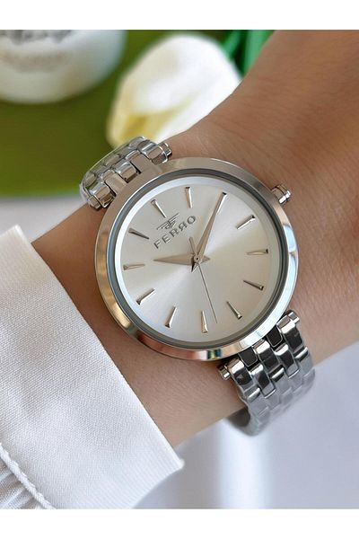 FERRO 3 Atm Water Resistant Ion Coated Steel Cord Women's Wristwatch and Bracelet Efl21331-Ya