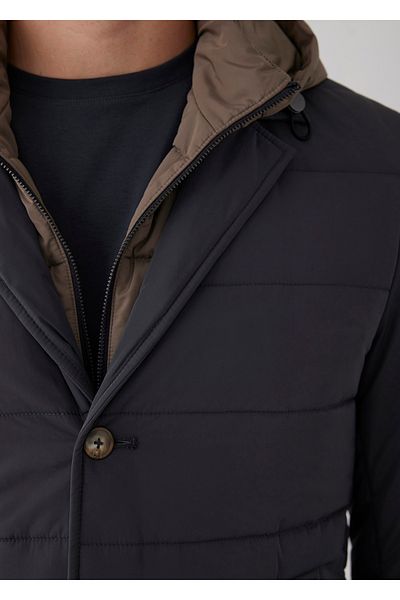 Boris Becker Anthracite Color Hooded Detachable Hood and Mostra Coat
