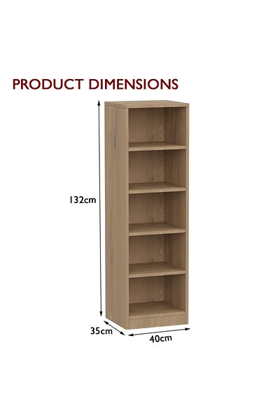 Mahmayi Wooden Storage Display Shelves 5-Tier Freestanding, Light Imperia